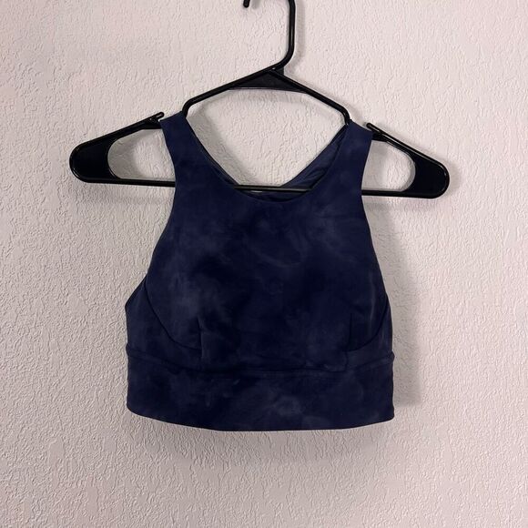 Lululemon Blue Tie Dye High Neckline Racerback Sports Bra - Picture 1 of 5
